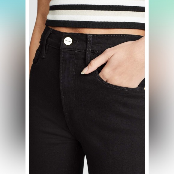 FRAME Ali High Rise Cigarette Jeans in Noir - Size 27 - Picture 3 of 9